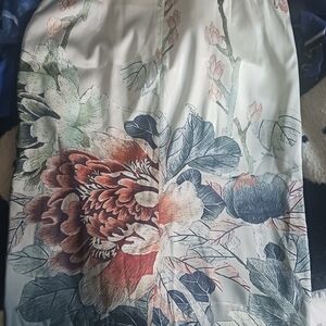 Floral Print Skirt with Red and Green Accents